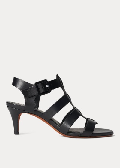 Sandalias Polo Ralph Lauren Mujer Negros - Vachetta Leather - BNATC8174